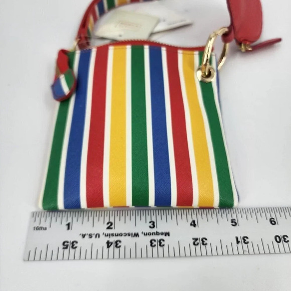 14TH & UNION Daisy Duo Rainbow Stripe Wristlet & Coin Pouch Leather NWT - Picture 7 of 8